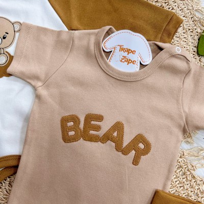Conj. de Malha 3 peças - Bear com Estrelinhas - Caramelo